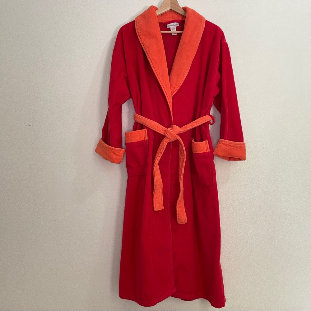 Vintage Intimate Essentials Oversized Heavy Turkish Cotton Bath Robe - Orange